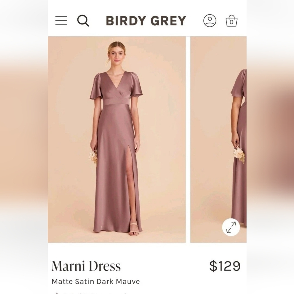 Birdy Grey Sz XL Marni Dress Matte Satin Dark Mauve‎ Wedding Guest Maxi Leg Slit